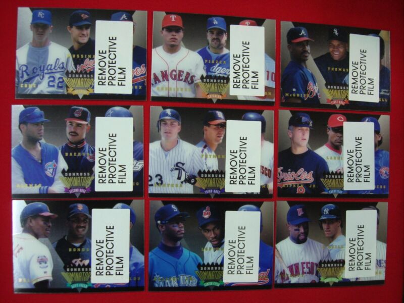 1995 Donruss Dominators insert set featuring Cal Ripken Jr., Ken Griffey Jr., and Frank Thomas