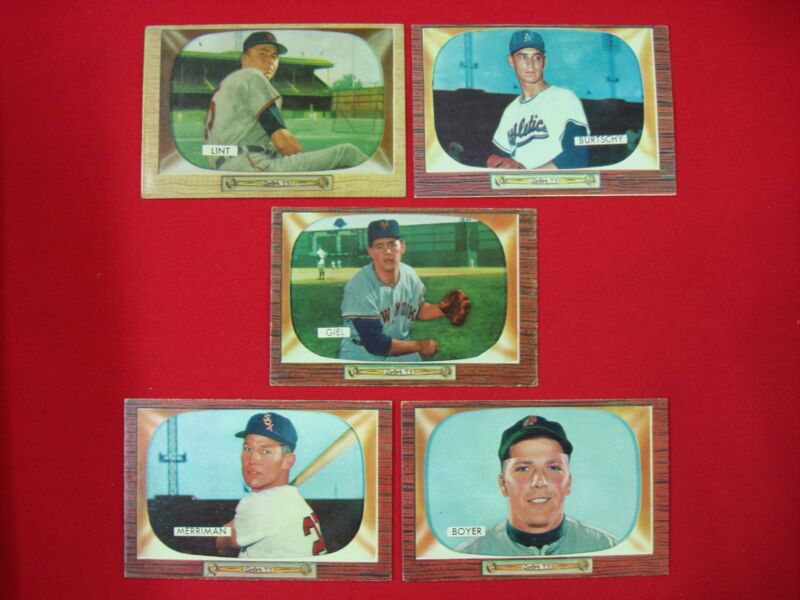 Vintage 1955 Bowman baseball cards in excellent condition, stored since the 1980s