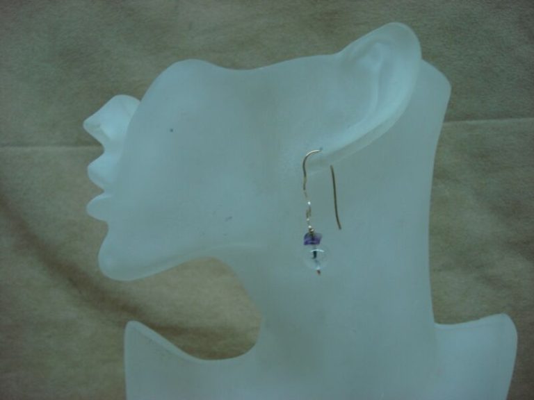 Artisan Crafted Gold Fill Earrings - Clear Spinel & Amethyst, Estate Find
