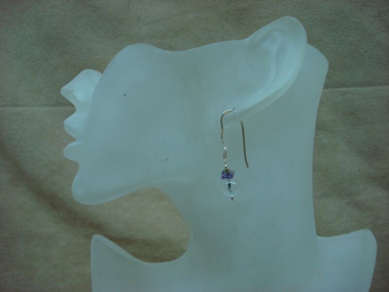 Artisan Crafted Gold Fill Earrings - Clear Spinel & Amethyst, Estate Find