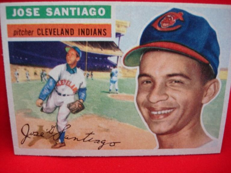 Vintage 1956 Topps Jose Santiago Cleveland Indians Baseball Card #59