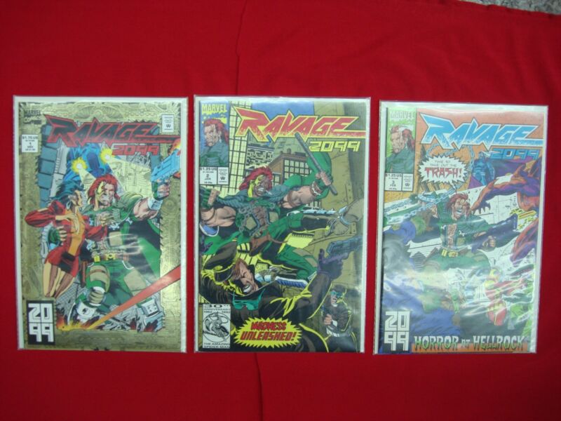 Complete set of Ravage 2099 comic books #1-3 (1992) by Marvel Comics