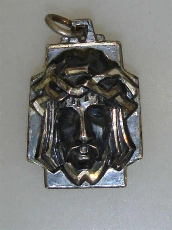 Solid Sterling Silver Jesus/Christ Pendant - Heavy Creed, Antique Finish