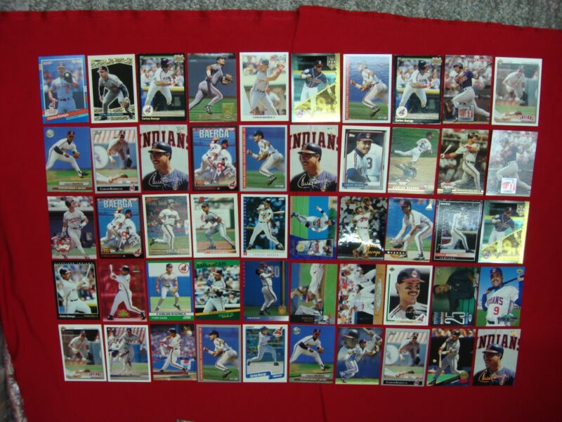 Carlos Baerga Baseball Card Lot (50 Cards) - Rookies, Inserts & Parallels