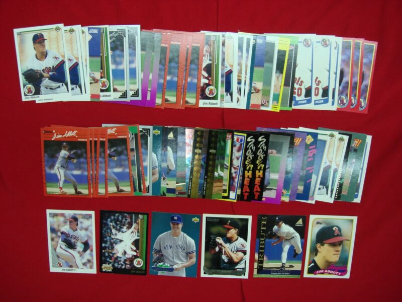 Jim Abbott rookie cards and early Angels memorabilia blowout lot with inserts and oddities
