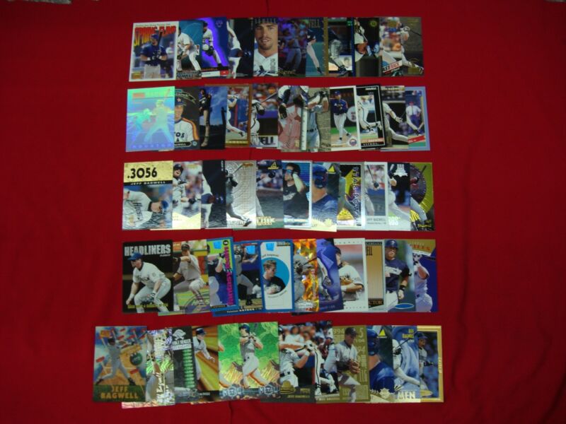 Rare Jeff Bagwell baseball card lot of 50 cards including parallels, inserts, and premiums