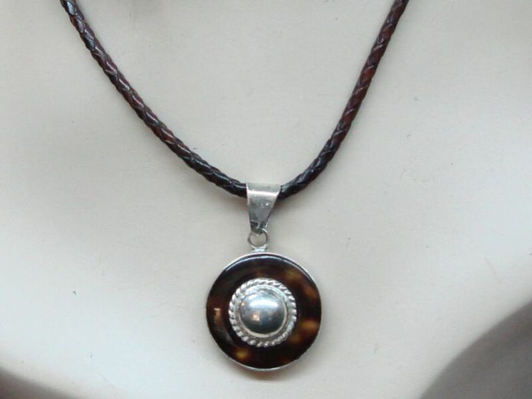 Vintage Mexico sterling silver faux turquoise pendant necklace