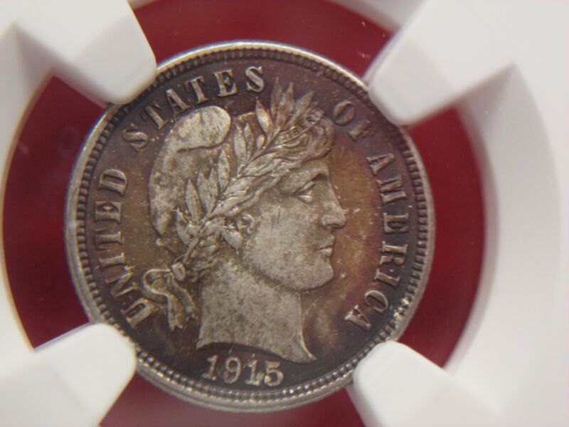 1915 Barber Dime NGC MS64 - Super Detailed Toning, Gem Condition