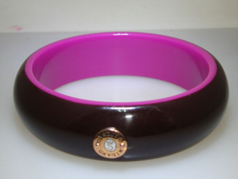 TI SENTO MILANO Chocolate & Lavender Bangle Bracelet - 7.5" Signed, Near Mint