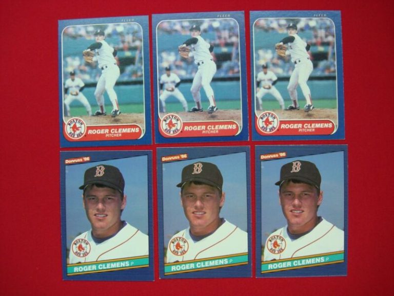 Vintage Roger Clemens baseball cards, Donruss #172 and Fleer #345 from 1986.