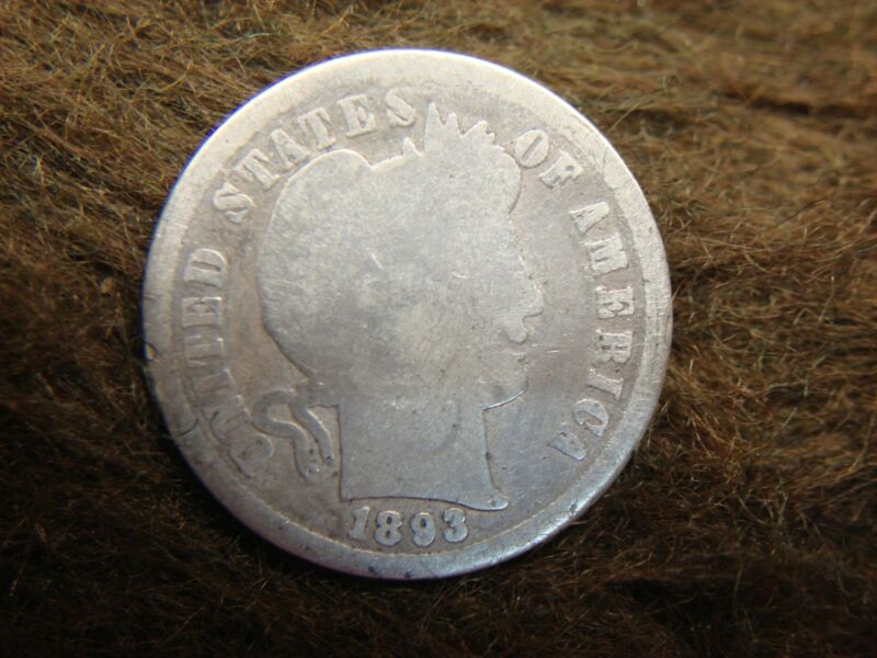 1893 S/S Barber Dime with Unique Smile Mark