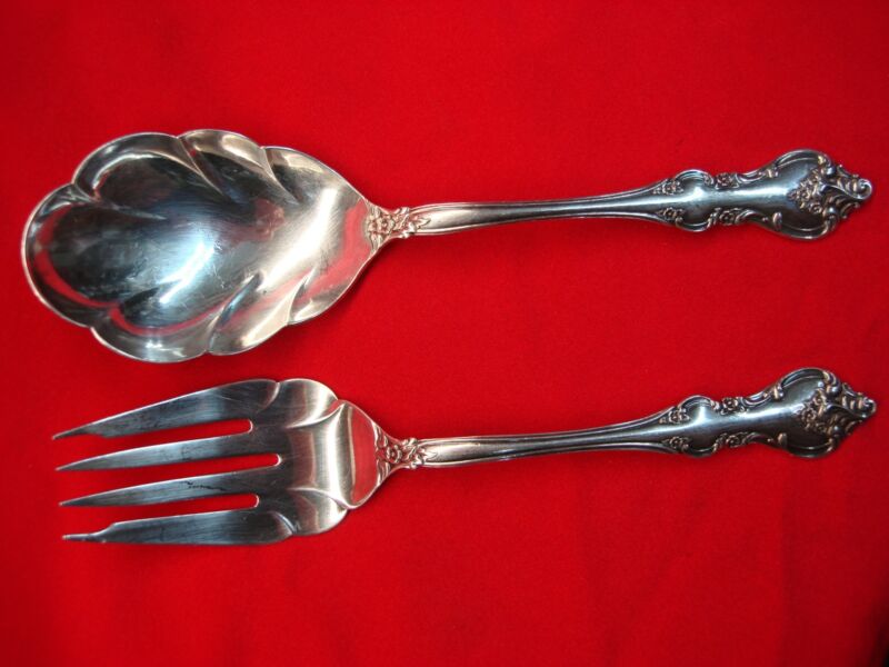 Vintage INTERNATIONAL Silver Plate Orleans Pattern Cold Meat Fork & Casserole Spoon (1964-1992)