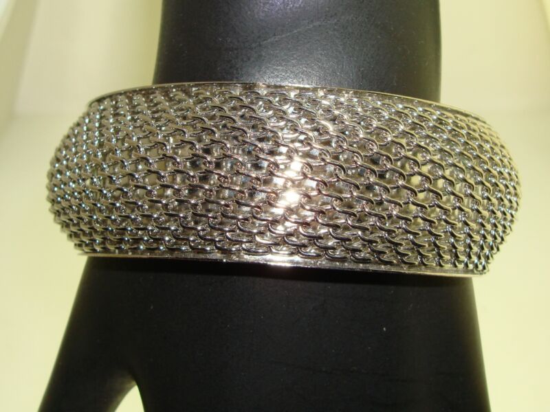 Vintage 1980s silver mesh bangle bracelet