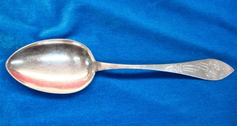Vintage A. Hagen 830 Silver Serving Spoon with Scandinavian Floral Design