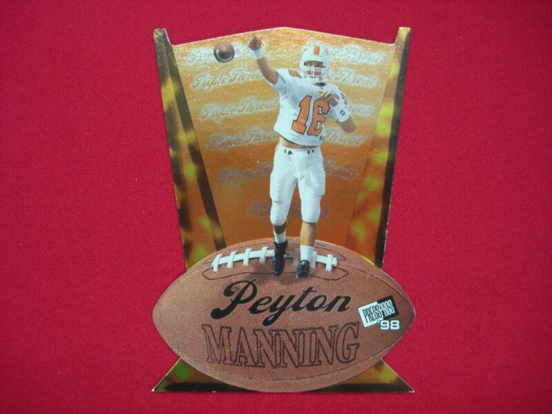 Peyton Manning rookie card, 1998 Press Pass Triple Threat Die Cut #TT2 RC HOF