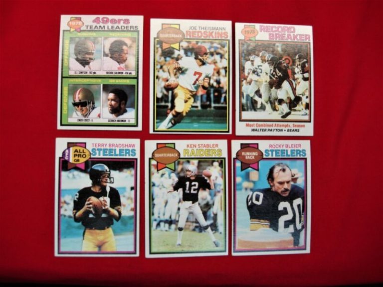 Vintage 1979 Topps Football Card Lot featuring O.J. Simpson, Joe Theismann, Walter Payton and more.