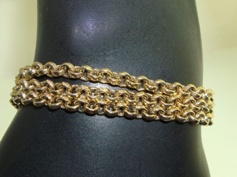 Vintage Goldette 3-Strand Gold Tone Rolo Bracelet