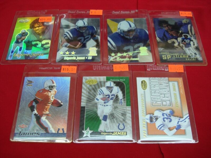 Edgerrin James Indianapolis Colts football card lot of 6, including a serial numbered insert
