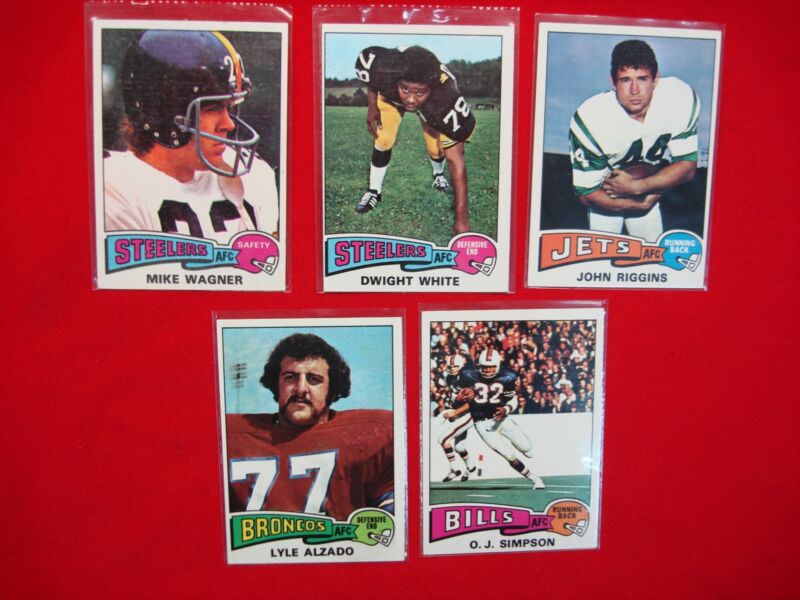 Vintage 1975 Topps Football Cards - Wagner, White, Riggins, Alzado & Simpson
