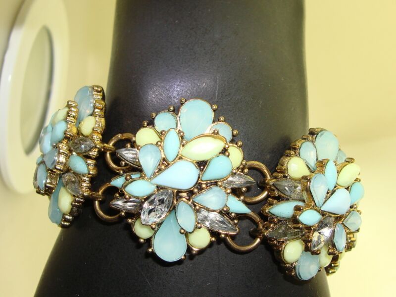 Vintage J.Crew rhinestone bracelet with blue, green, and clear glass stones