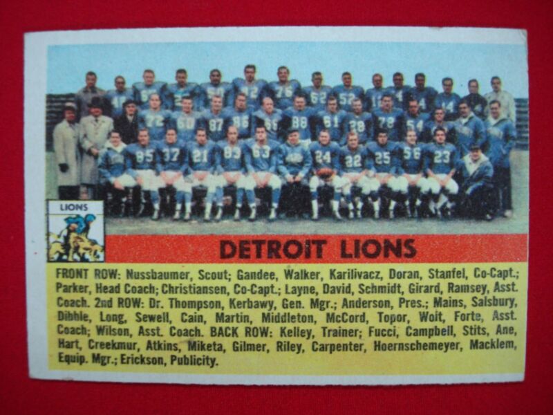 Vintage 1956 Topps Detroit Lions Football Card #92