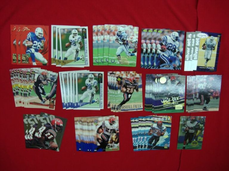 Marshall Faulk football card lot, Indianapolis Colts memorabilia, vintage and modern cards