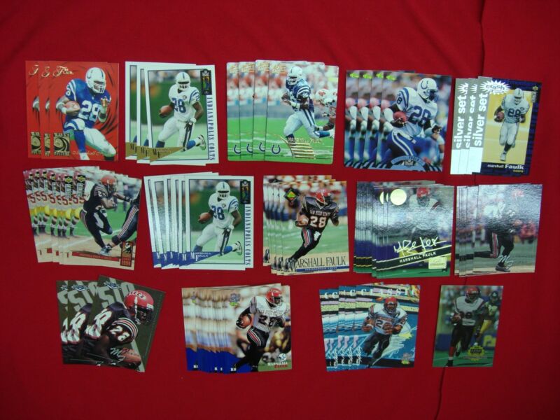 Marshall Faulk football card lot, Indianapolis Colts memorabilia, vintage and modern cards