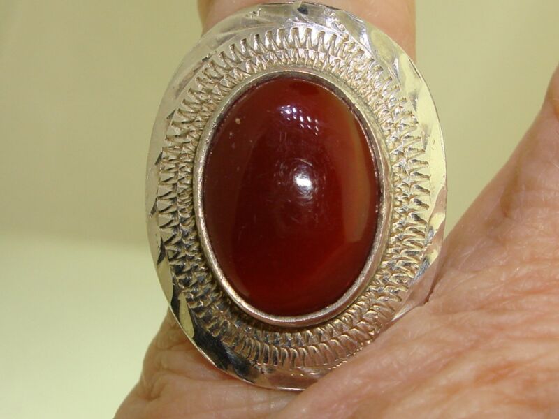 Vintage Taxco Sterling Silver Carnelian Eagle Ring (198) - Size 5 1/5