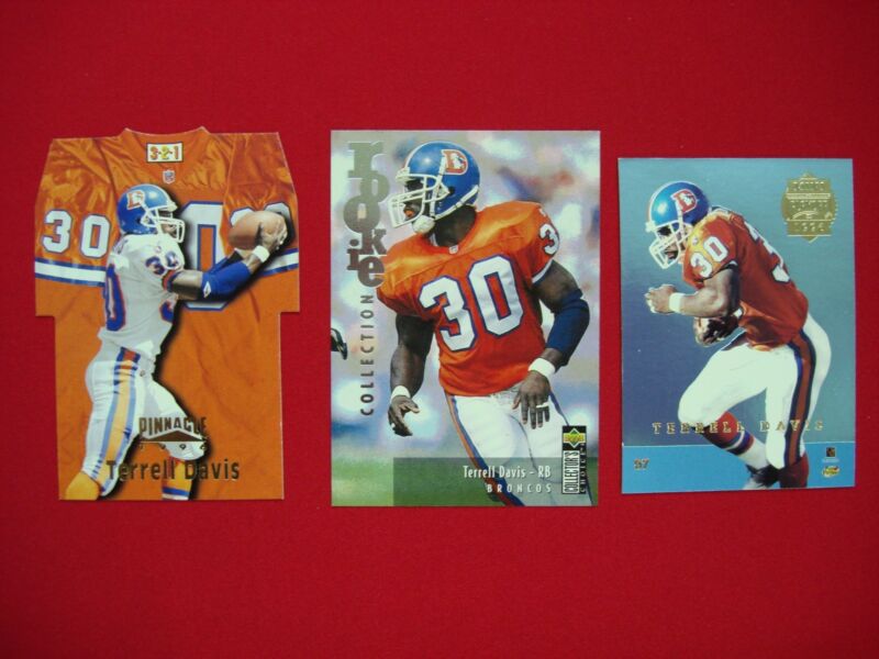 Terrell Davis rookie, die-cut and mini football cards