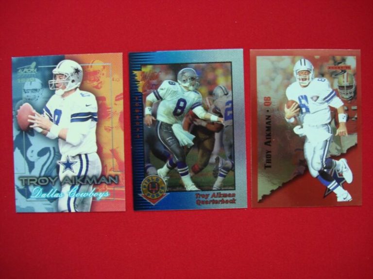 Troy Aikman 3-Card Lot (Serial #91/100, Parallel & Insert) - Dallas Cowboys HOF Memorabilia