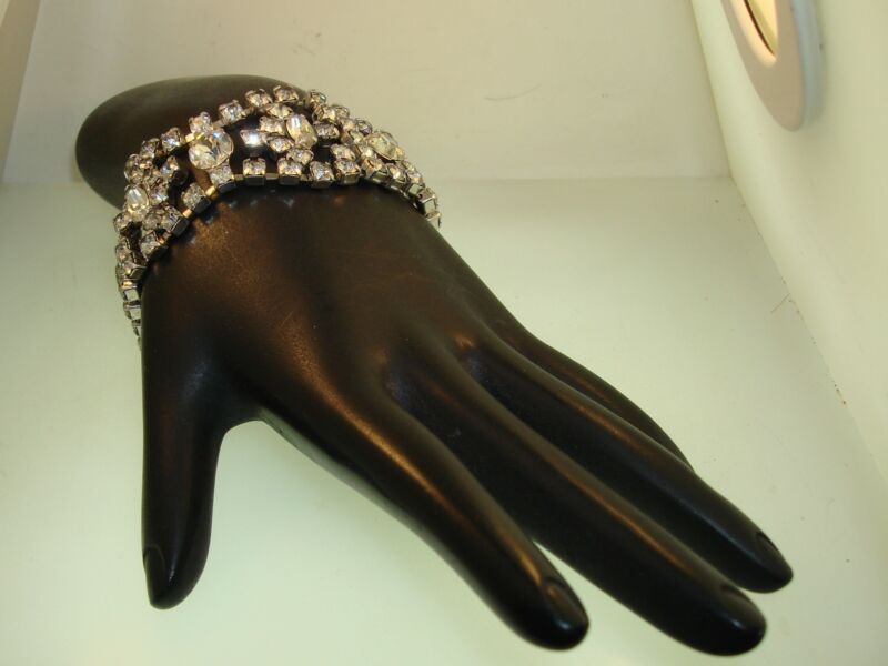 Vintage Kramer foiled rhinestone bracelet, estate find