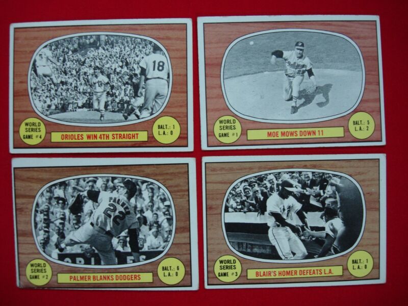 Vintage 1967 Topps World Series baseball card lot of four unique cards