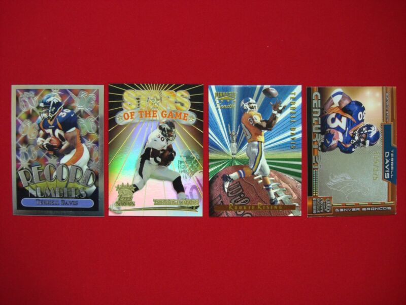 Terrell Davis football card lot with two serialized cards and three inserts