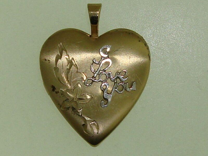 Vintage 14K gold filled heart locket engraved with 'I LOVE YOU'