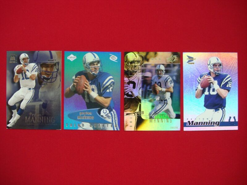 Peyton Manning Colts football cards, including foil and preview insert cards