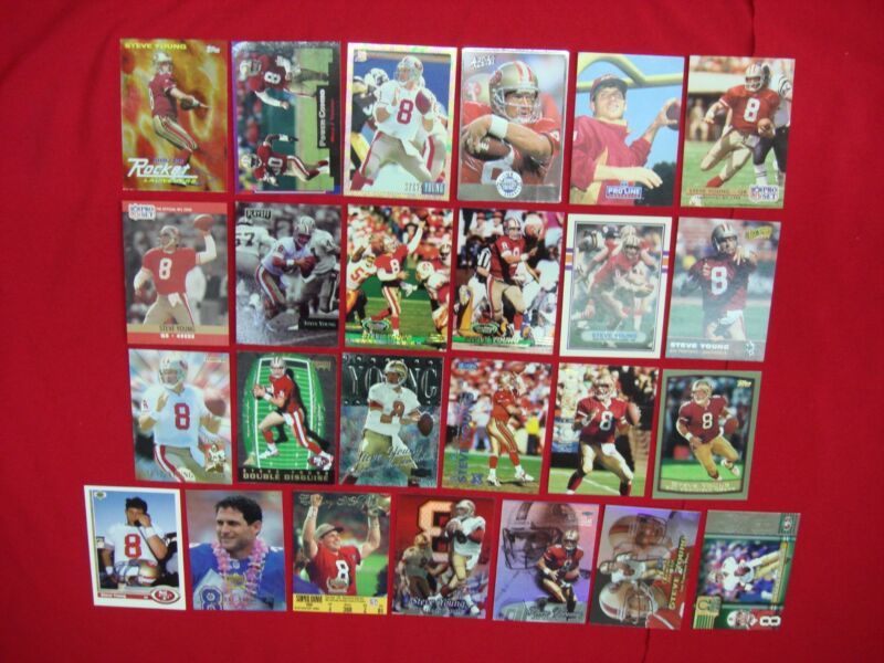 Steve Young 25-card lot featuring foil, premium and insert cards