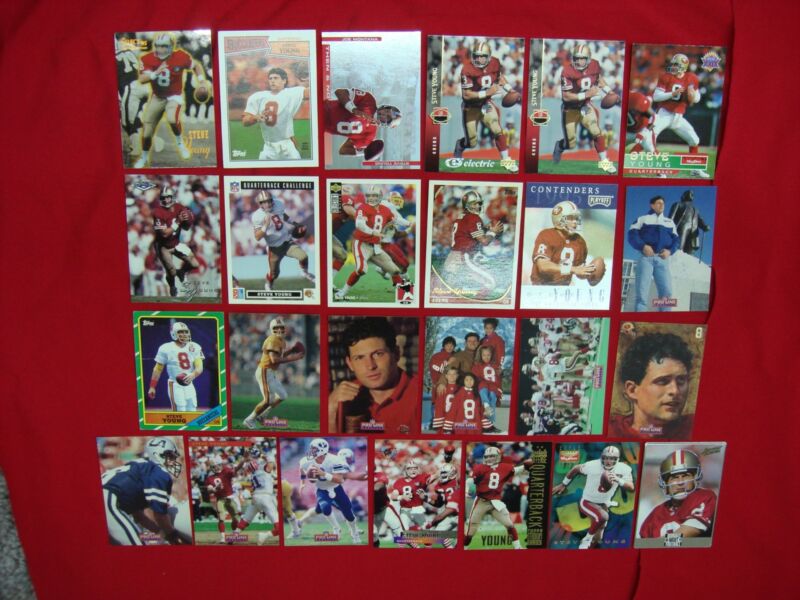 Steve Young rookie cards and parallels, including a prototype card, first and second year cards