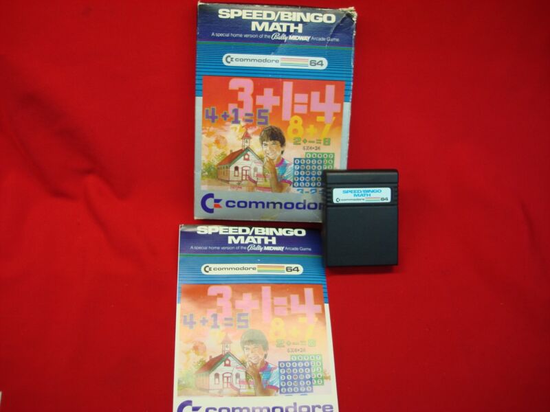 Speed/Bingo Math Commodore 64 game with box and manual, plus bonus Kickman game.