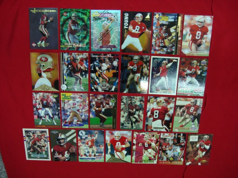 Vintage Steve Young San Francisco 49ers Football Card Lot (25 Cards)