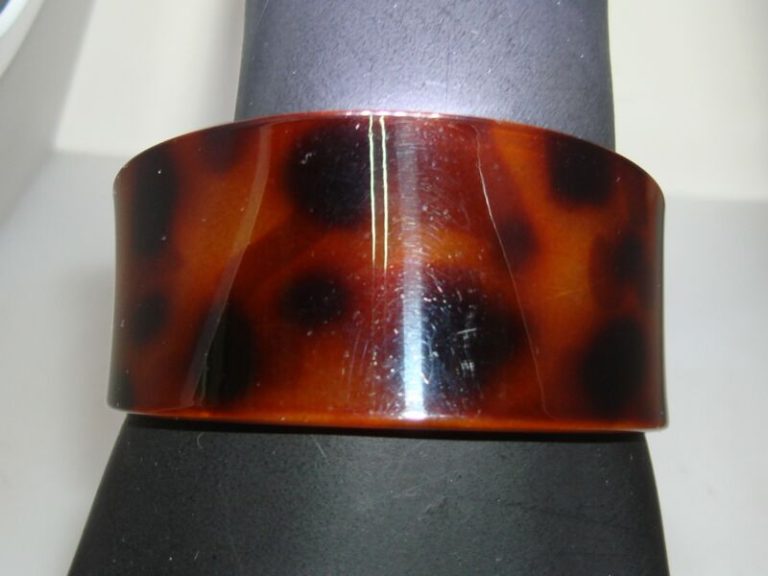 Vintage Lucite Faux Tortoise Cuff Bracelet, 1970s-80s
