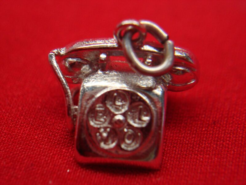 Sterling silver vintage desk phone charm