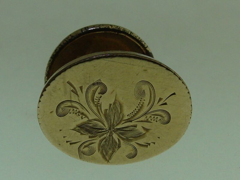 Antique Victorian rose gold-filled collar button with intricate floral engraving