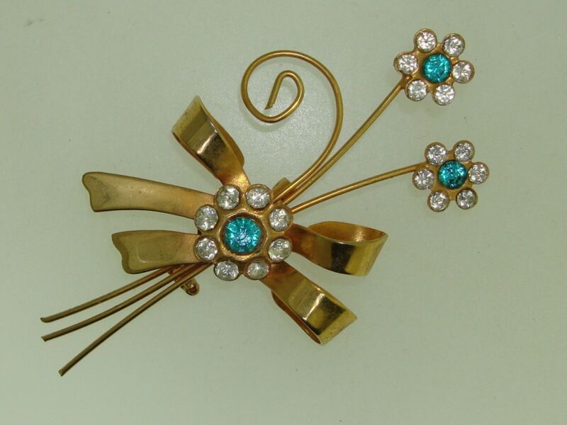 Vintage 1940s-50s Rhinestone Bow Brooch