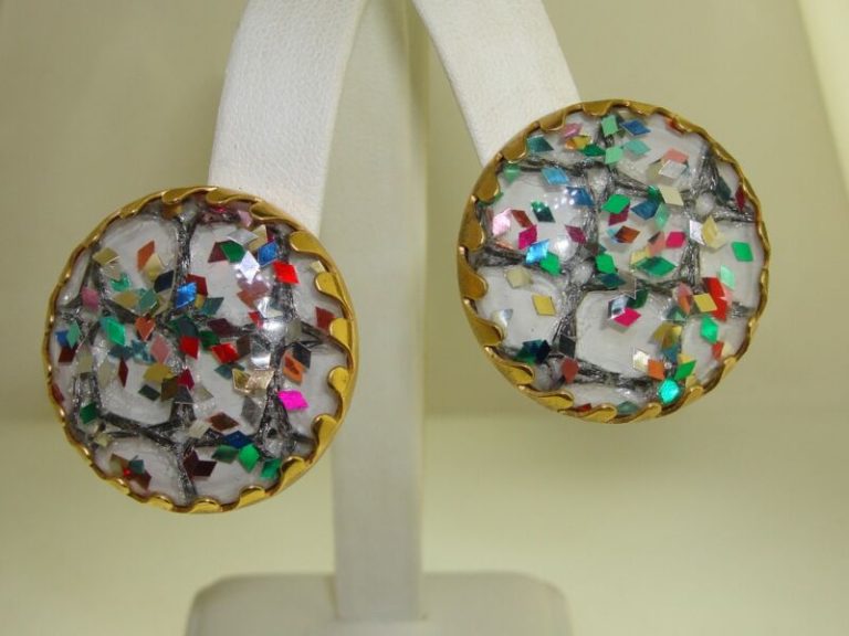 Vintage Sarah Coventry lucite foil earrings (1950s-60s)