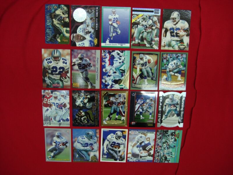 Emmitt Smith football card lot of 20, including inserts and premiums