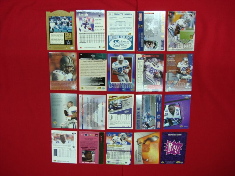EMMITT SMITH Football Card Lot (20 Cards) - Inserters, Premiums, HOF Dallas Cowboys