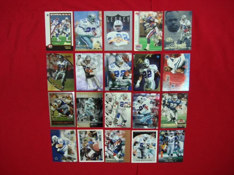 Collection of 20 Emmitt Smith football cards, including inserts and premiums
