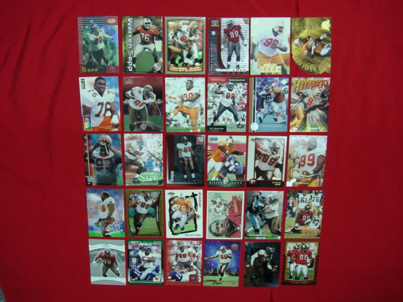 Warren Sapp Football Card Lot - 30 Cards, Rookie, Serial #s & Premiums (Buccaneers)