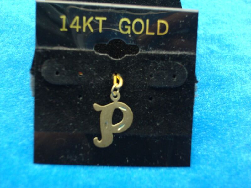 14K Gold Letter P Charm