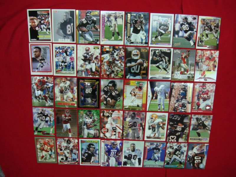 Andre Rison football card lot of 40 cards, featuring parallels, inserts, and premiums